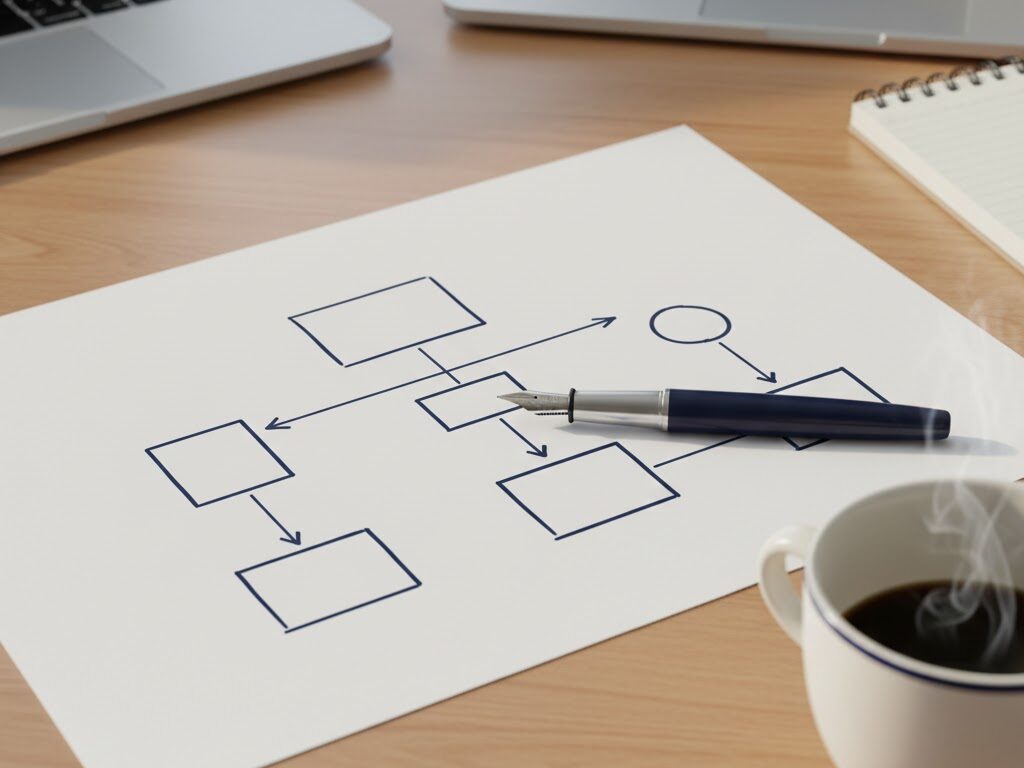 Hand-drawn process flowchart